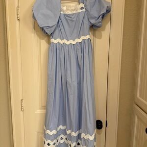 English Factory Sky Blue Dress with Cream Details